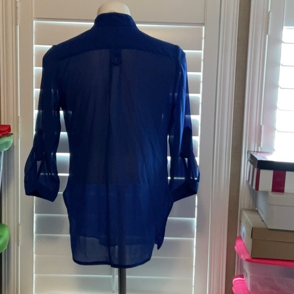 a'gaci Navy Sheer Blouse - Picture 3 of 5